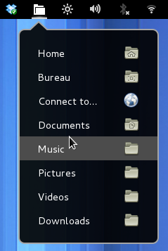 quick folder access on status menu